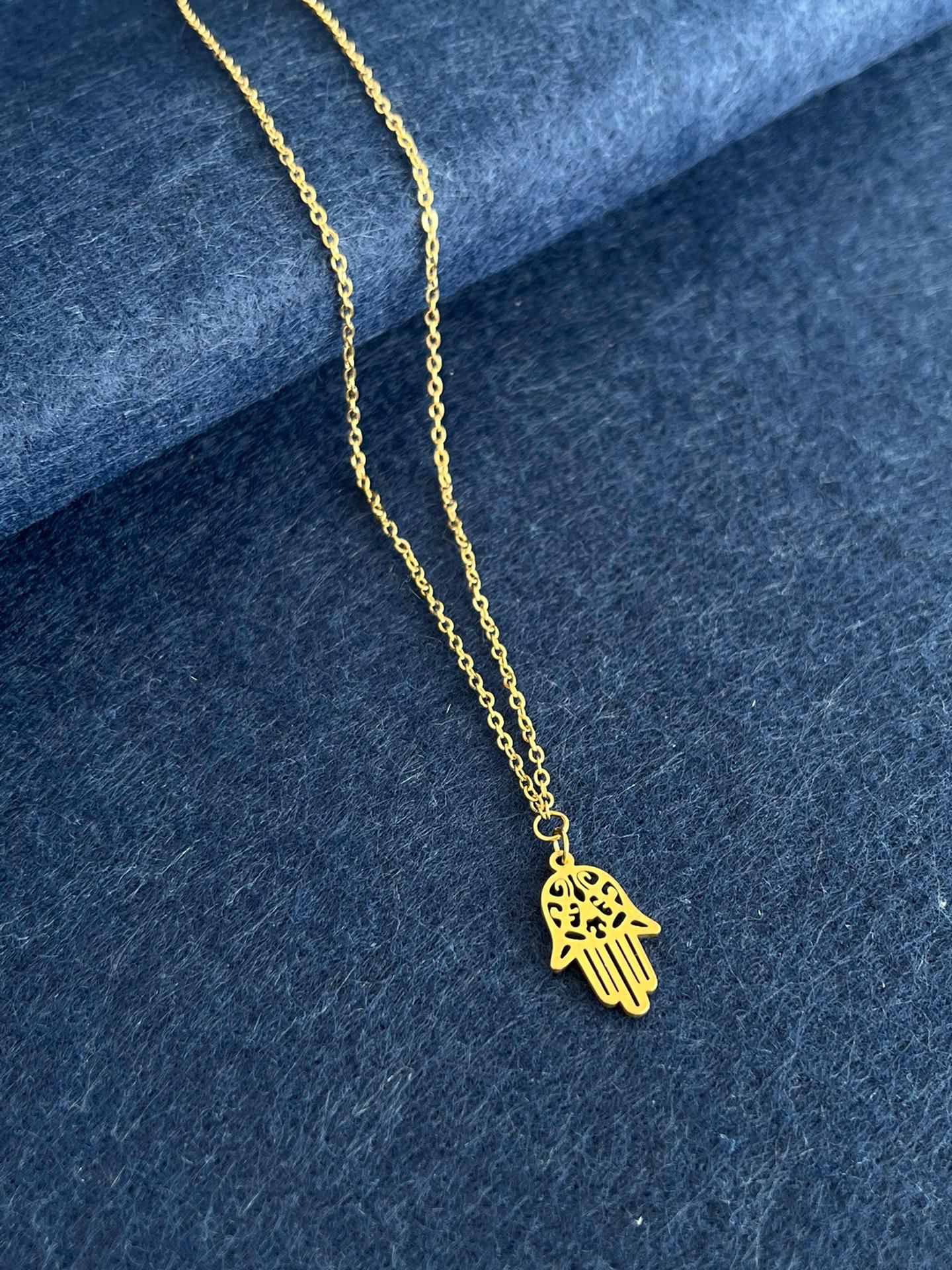 FATMA - COLLIER ACIER INOXYDABLE DORÉ