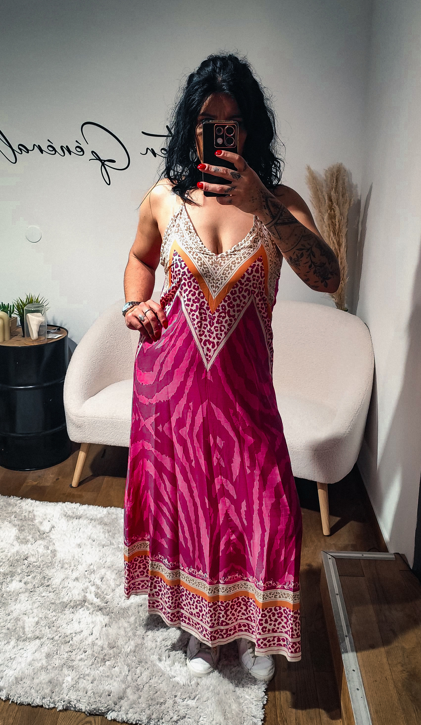 Robe Longue Rose BELLA Léopard – Taille Unique – Fabriquée en Italie