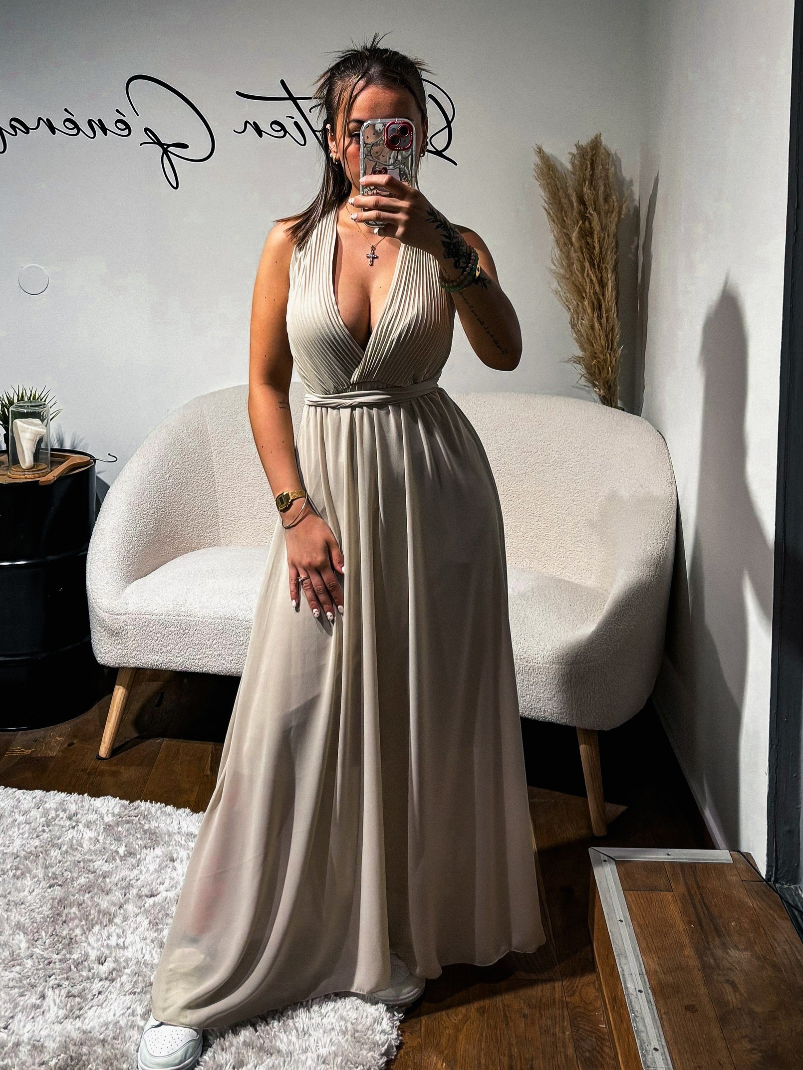 Robe Longue Dos Nu Beige 