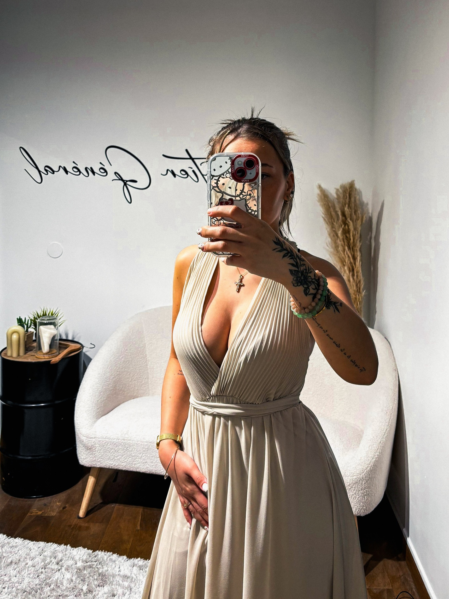 Robe Longue Dos Nu Beige  JADE – Taille Unique – Fabriquée en Italie (2)