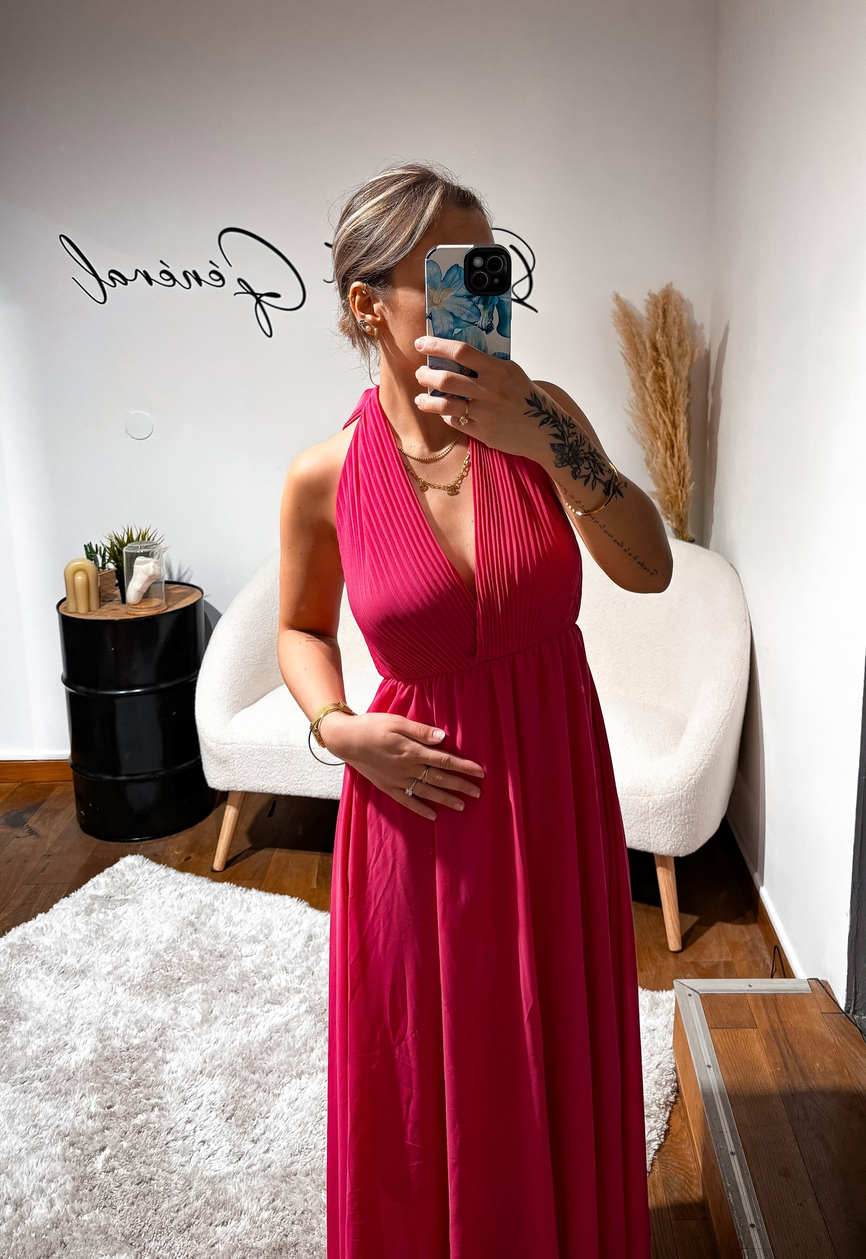 Robe Longue Dos Nu Rose Fluo JADE – Taille Unique – Fabriquée en Italie (1)