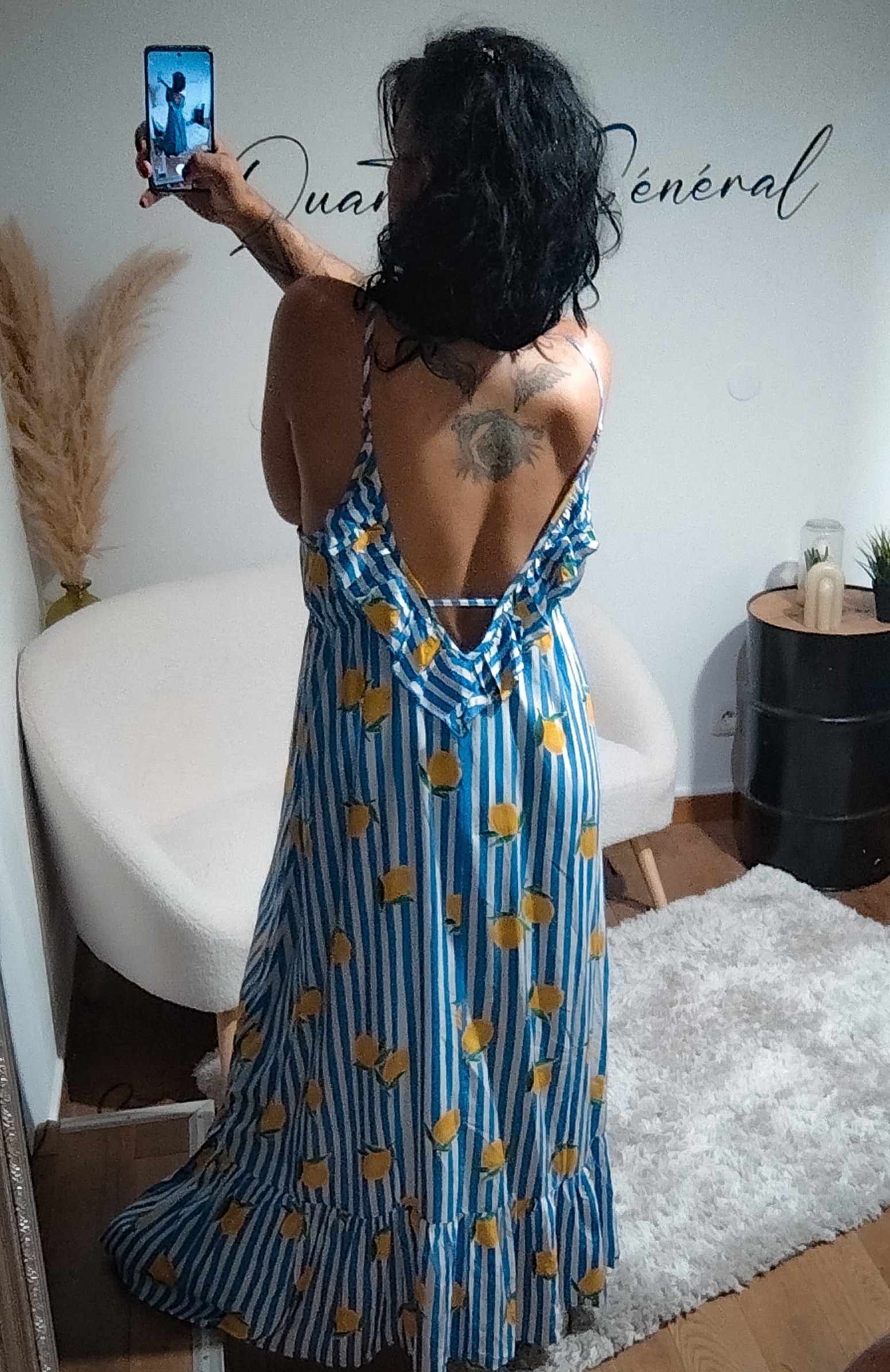 Robe Longue Rayée Citrons – Taille Unique (1)