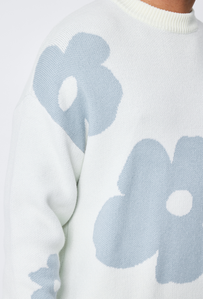 Pull Fleurs Blanc Oversize – Confort &amp; Style (2)