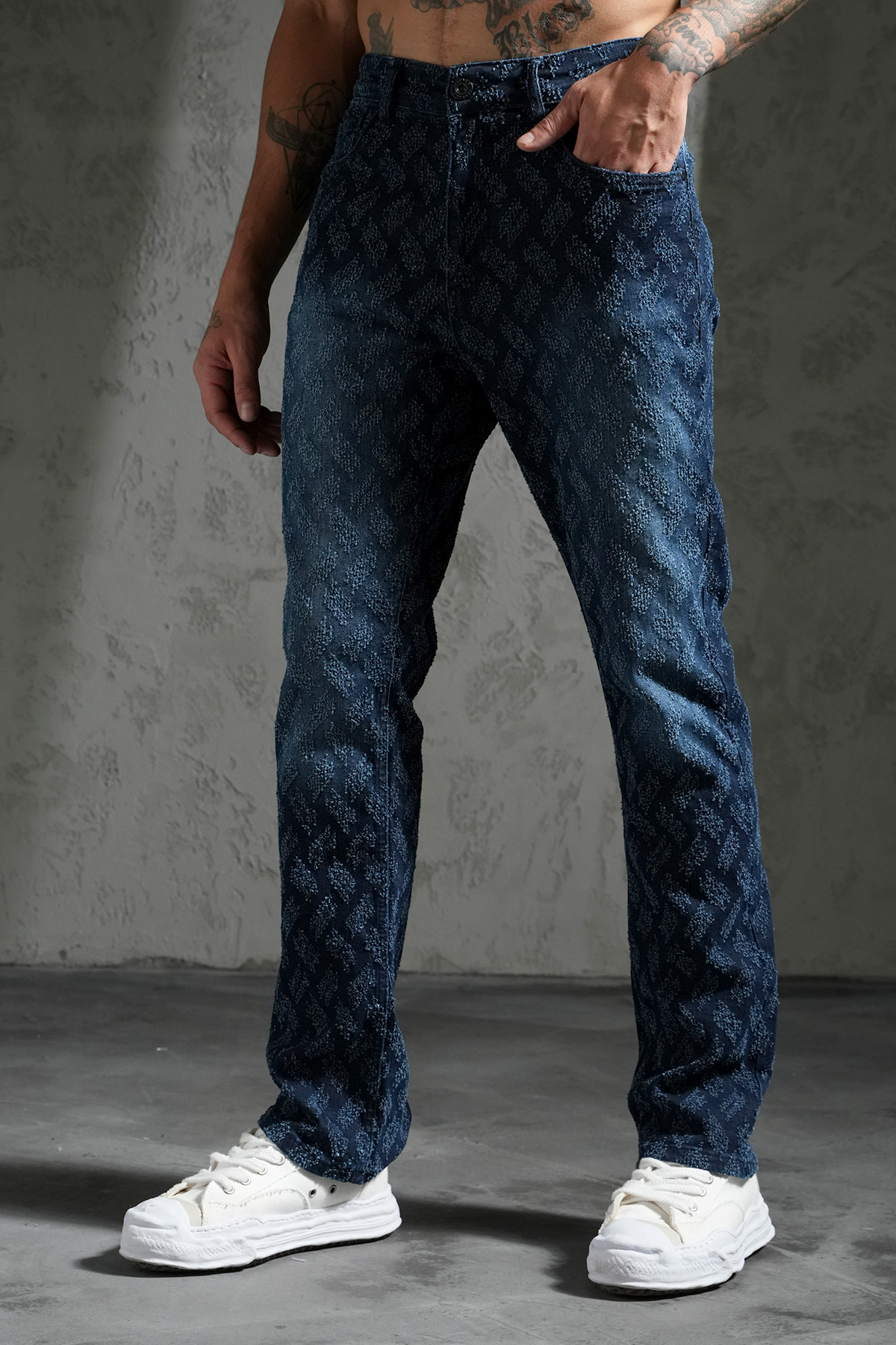 Jeans Texturé Signature Bleu (2)