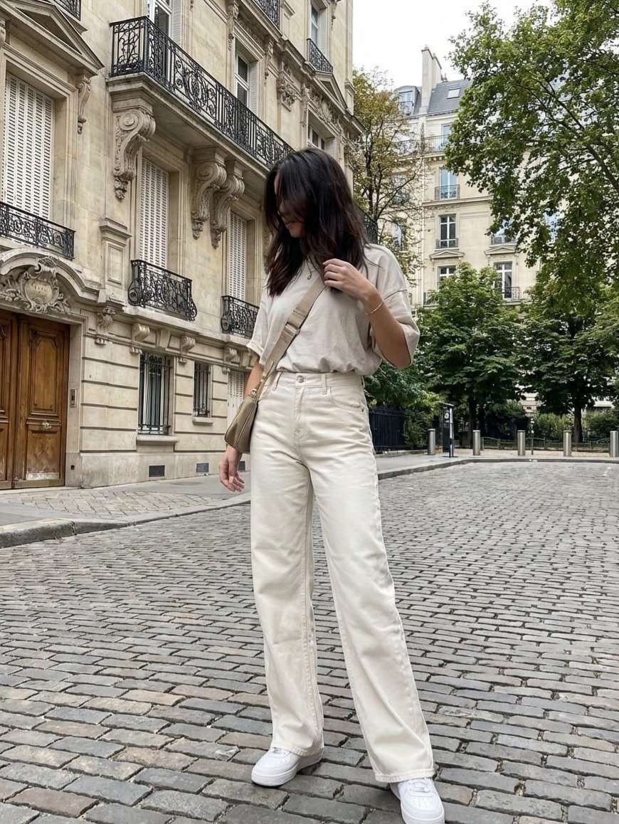 Jean wide leg écru taille haute (1)