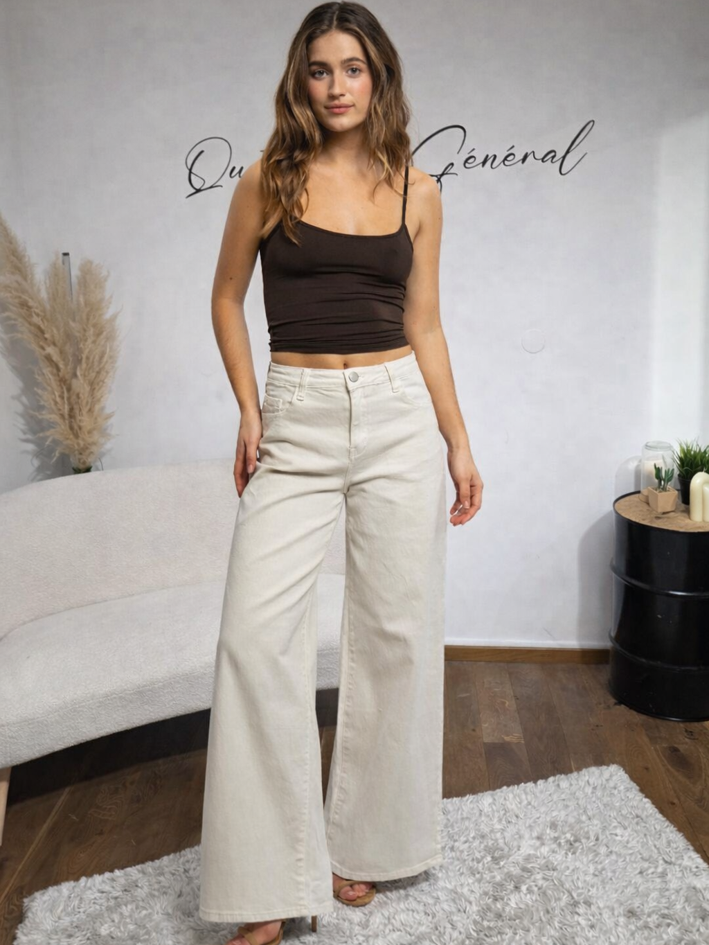 Jean wide leg écru taille haute (1)