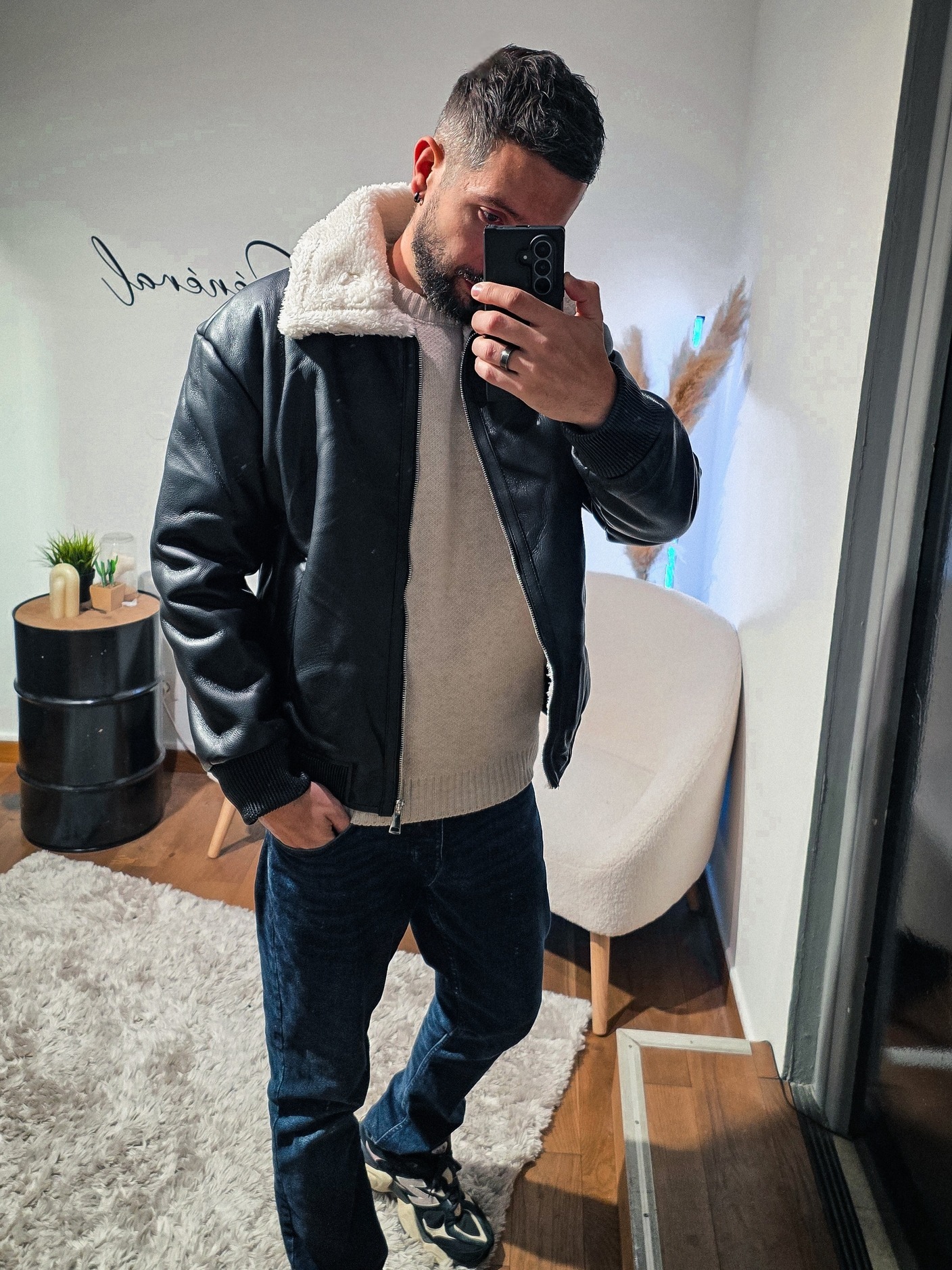 Veste biker col mouton (2)