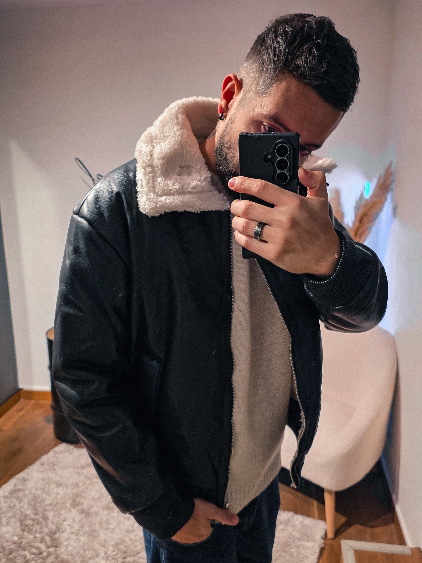 Veste biker col mouton (3)