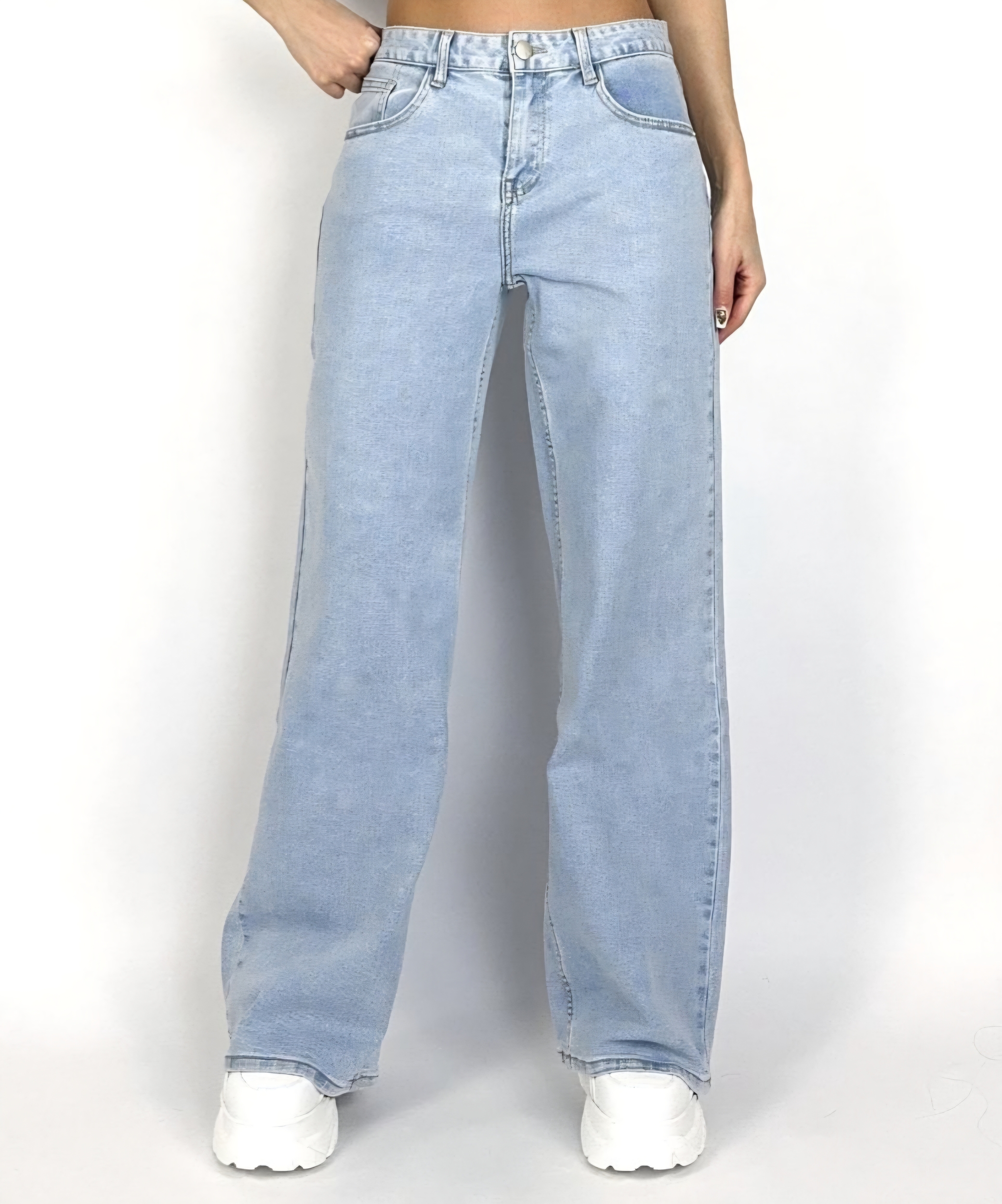 Jean wide leg bleu clair taille haute (2)