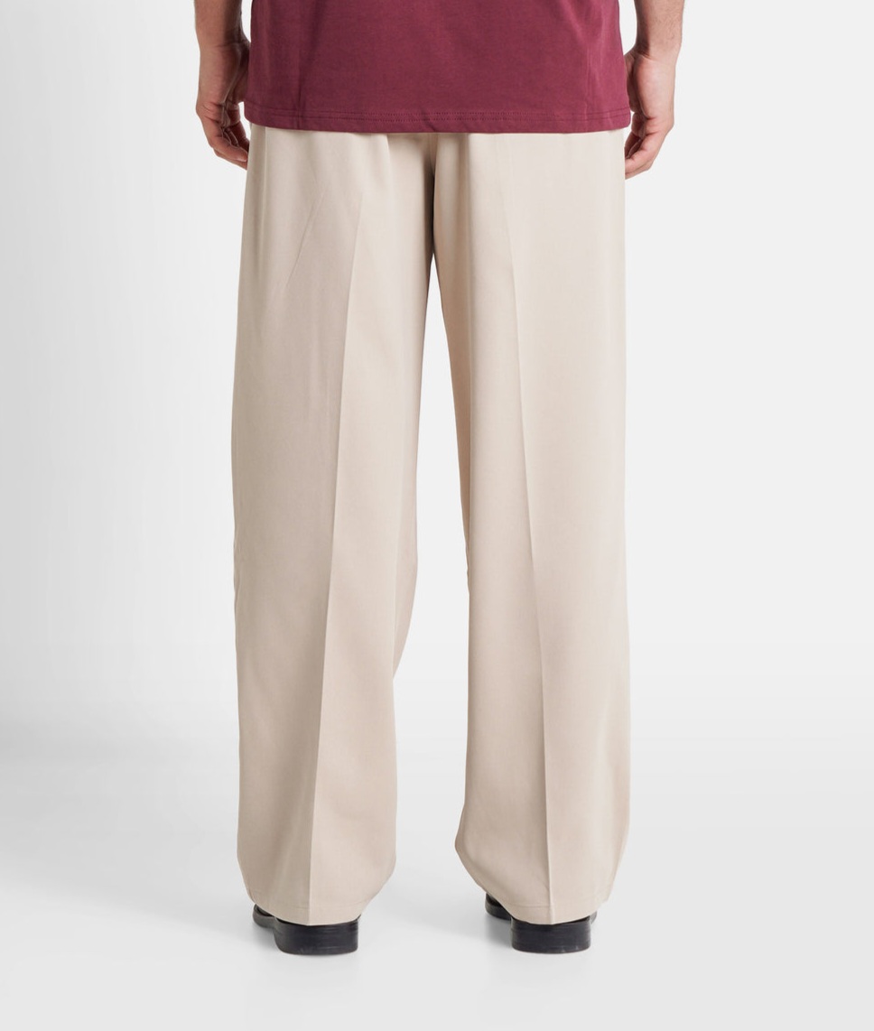 Pantalon Beige large fluide taille élastiquée (1)