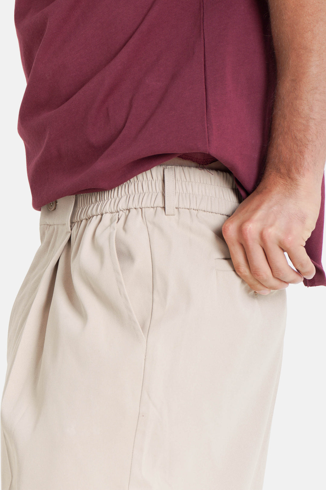 Pantalon Beige large fluide taille élastiquée (3)