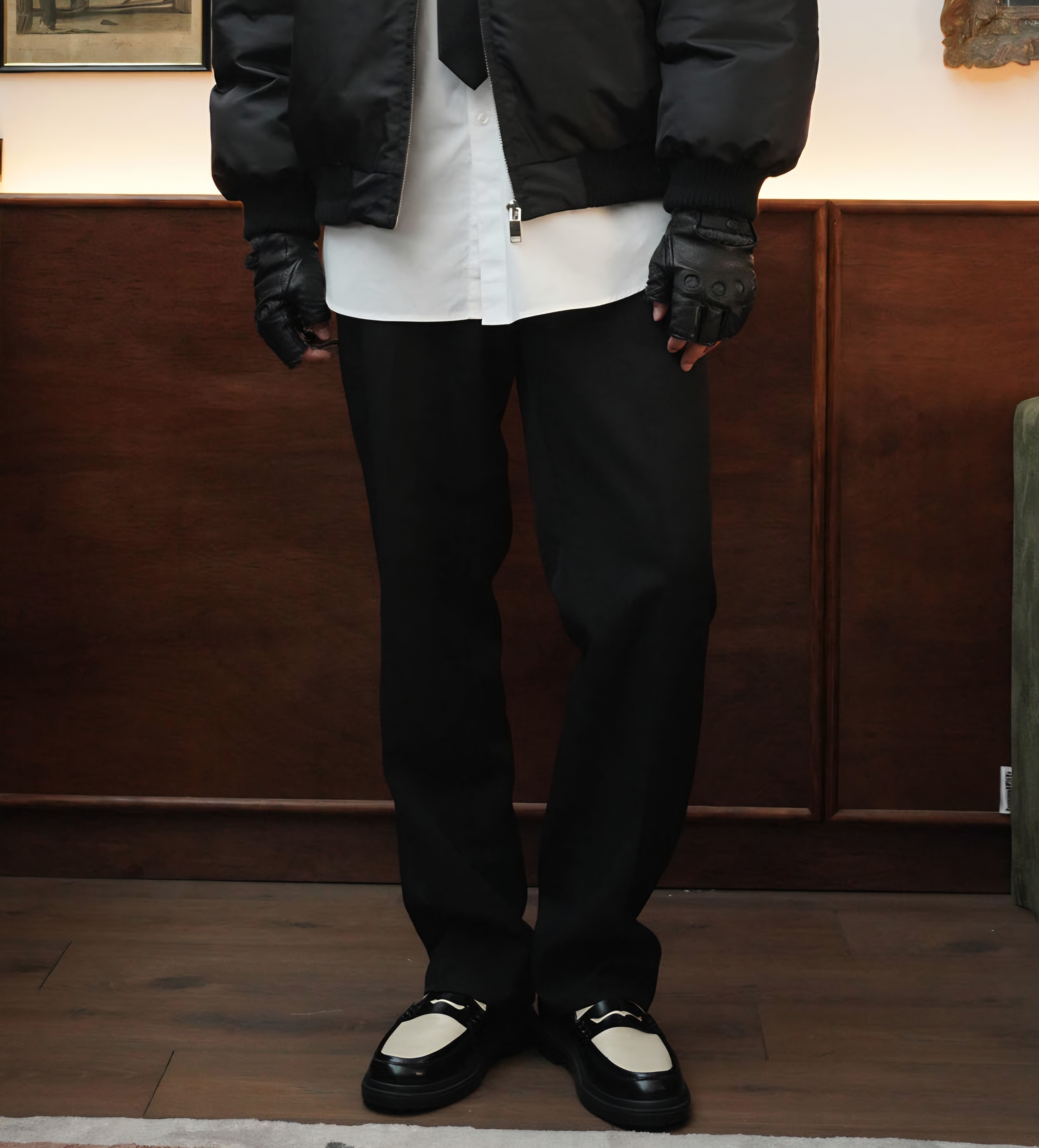 Pantalon Noir large fluide taille élastiquée
