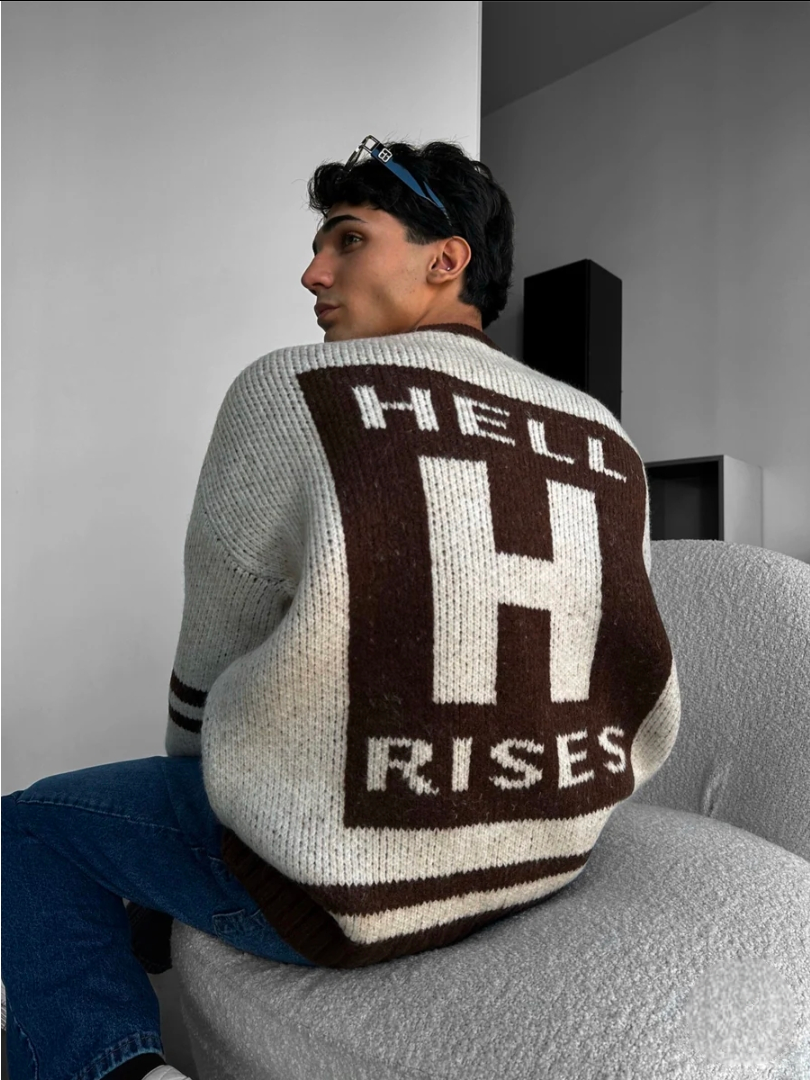 Pull HELL H Rises écru marron (2)