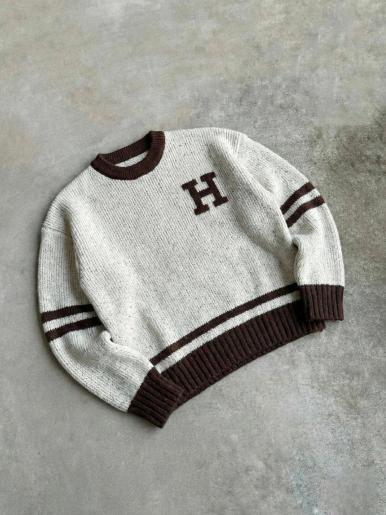 Pull HELL H Rises écru marron (1)