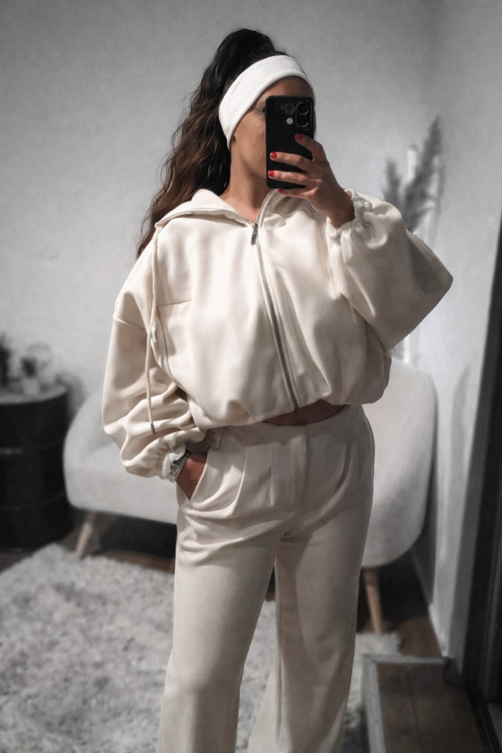 Veste Beige zip oversize street (1)