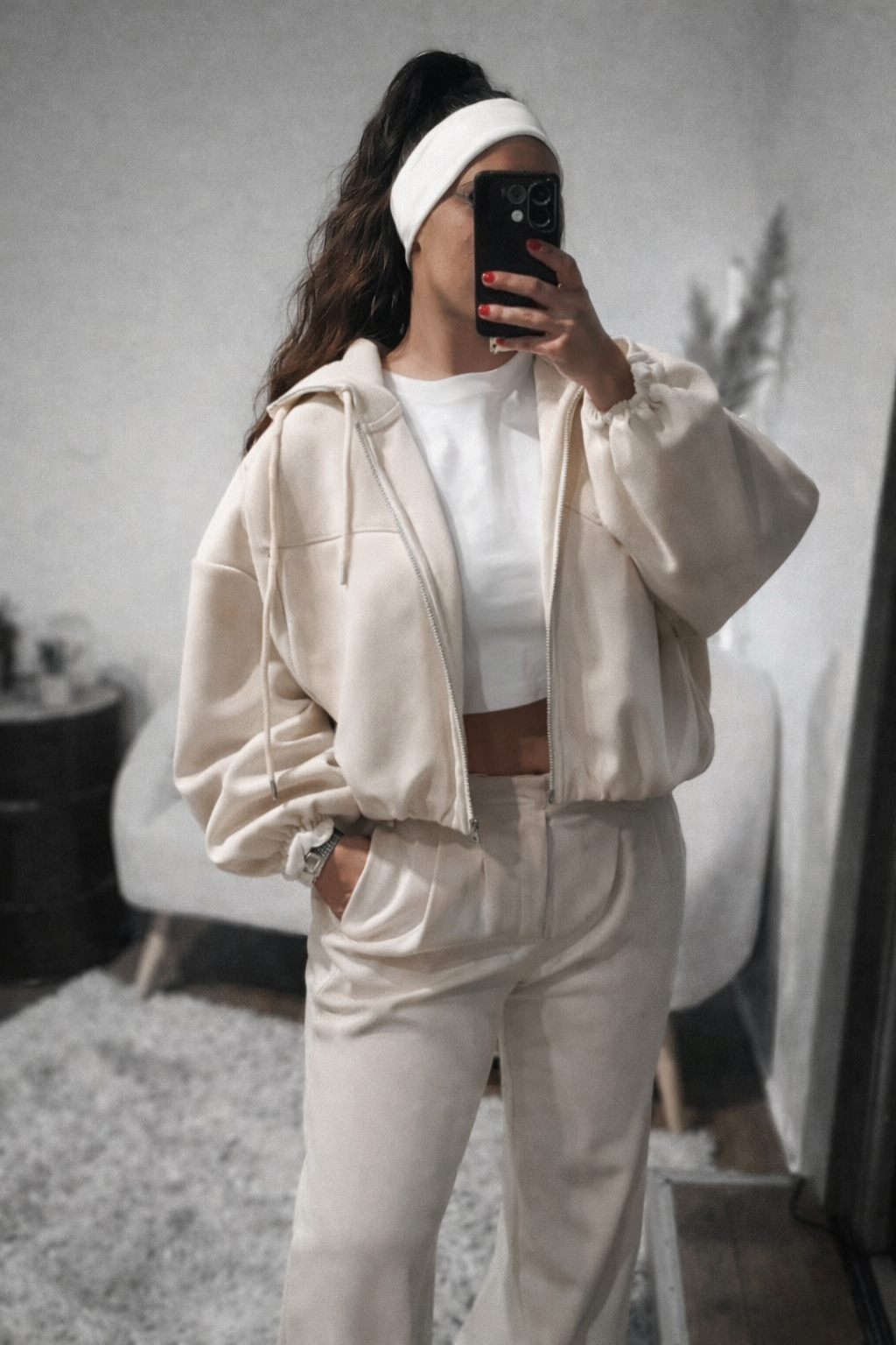 Veste Beige zip oversize street (2)