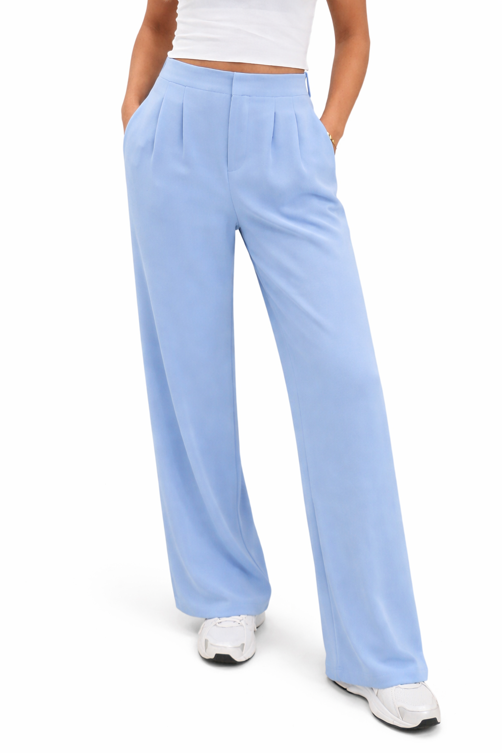 Pantalon Bleu Ciel Palazzo Italien Élégance Confort
