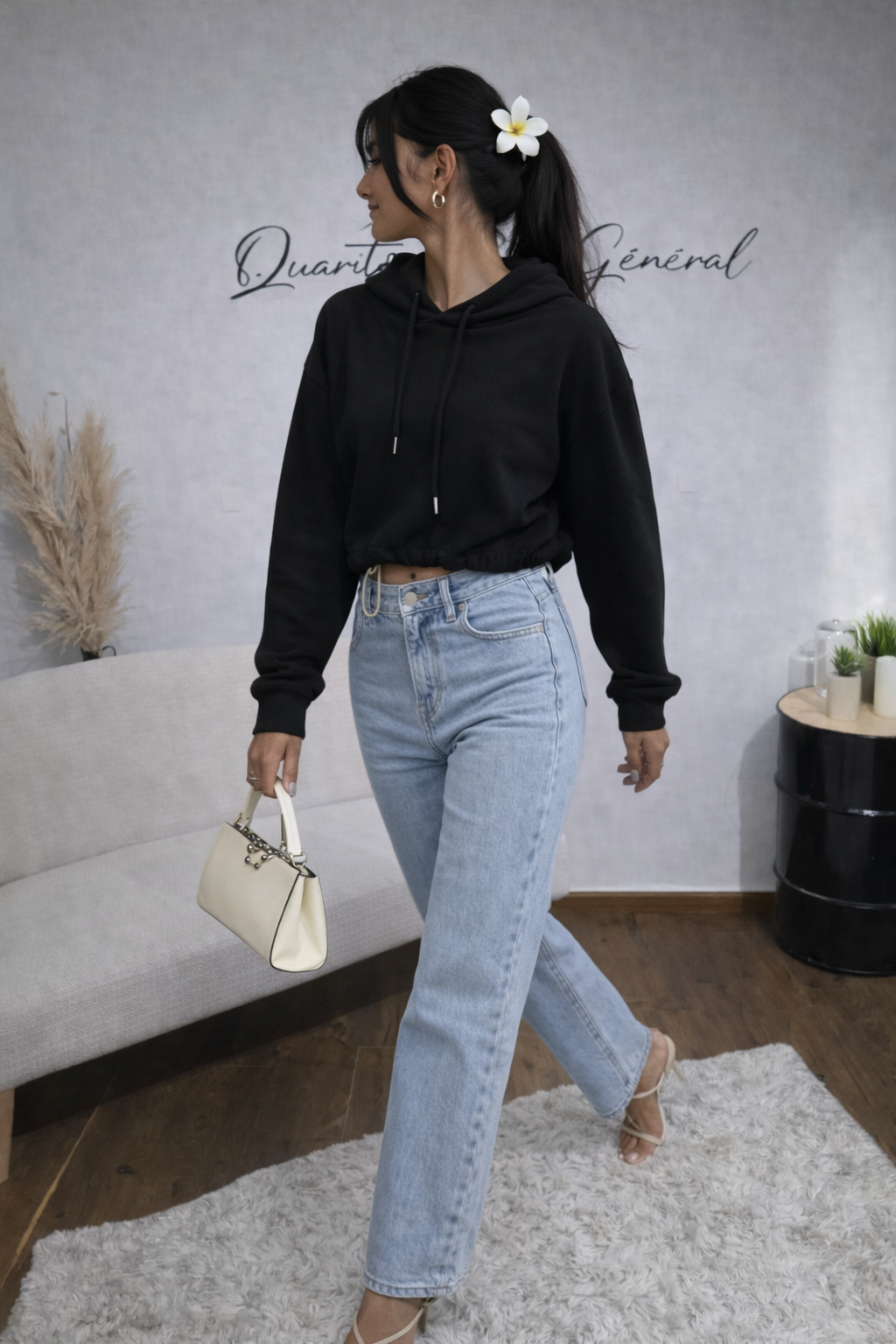 Sweat léger Noir oversize Italien confort street chic