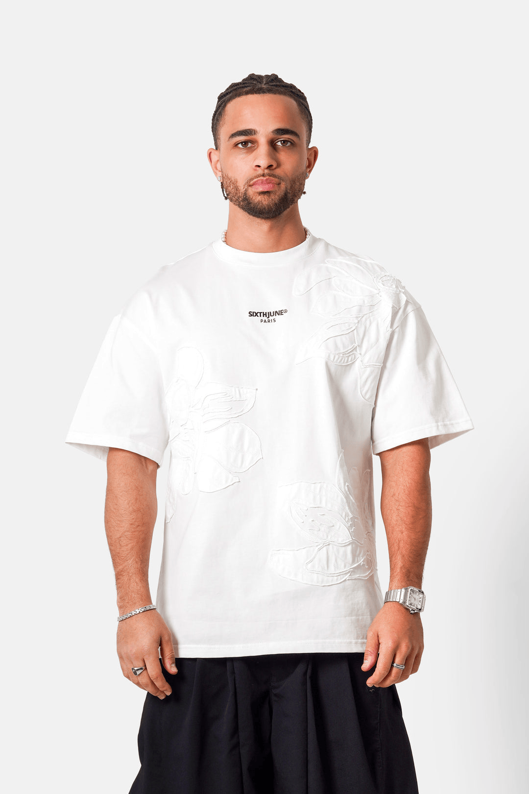 Tee-shirt FLOWER EMBROIDERY coton premium SIXTH JUNE (5)