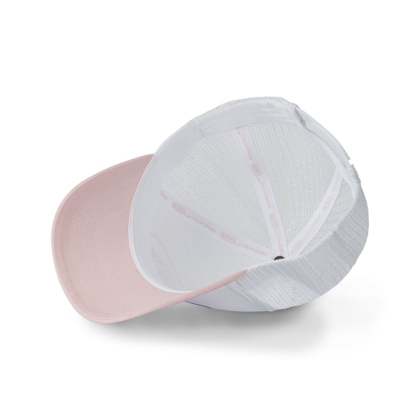 Casquette Von Dutch 3D Glitter blanche trucker visière rose effet usé (5)