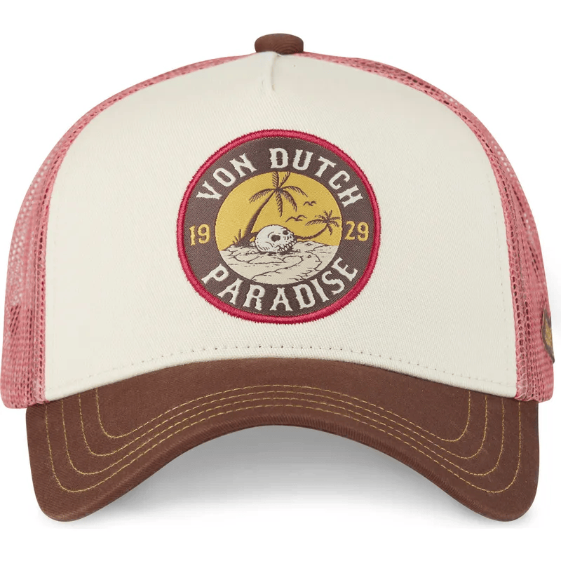 Casquette Von Dutch SURF09 Paradise Trucker beige marron (4)