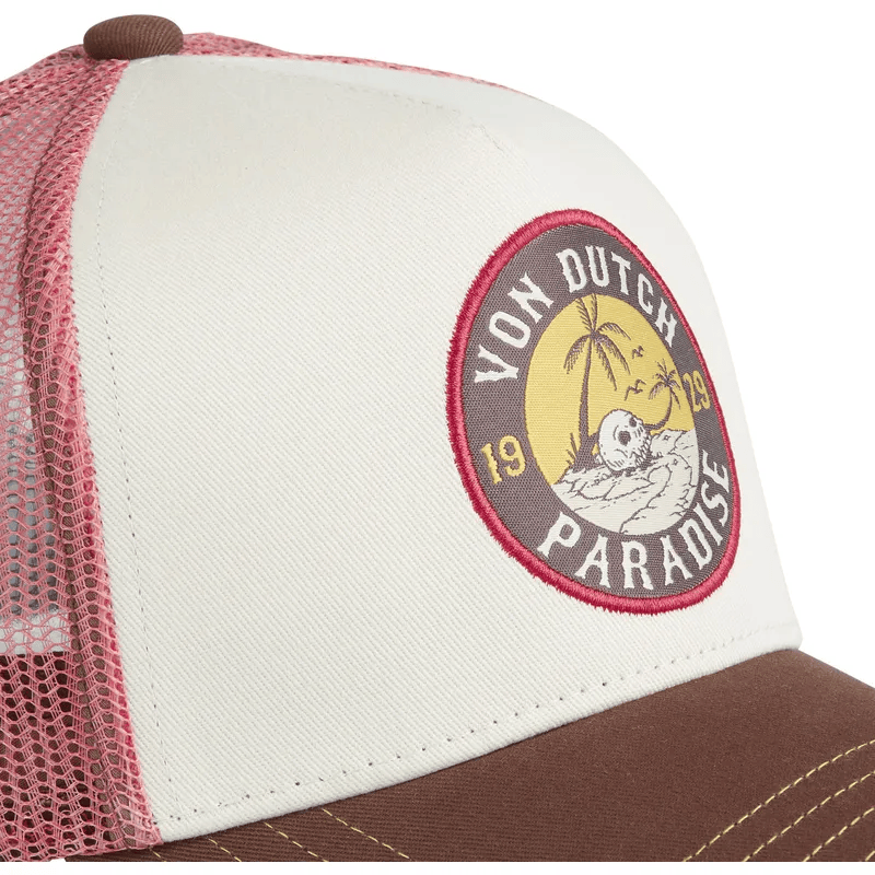 Casquette Von Dutch SURF09 Paradise Trucker beige marron (1)