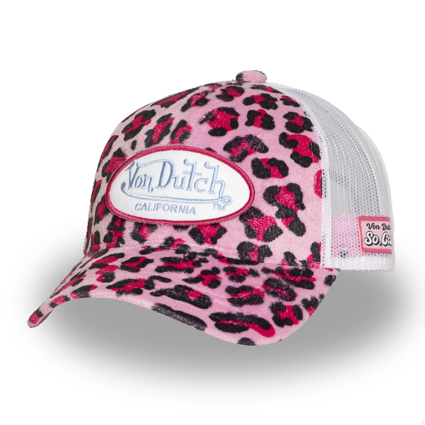 Casquette trucker PSA Von Dutch rose motif léopard (1)