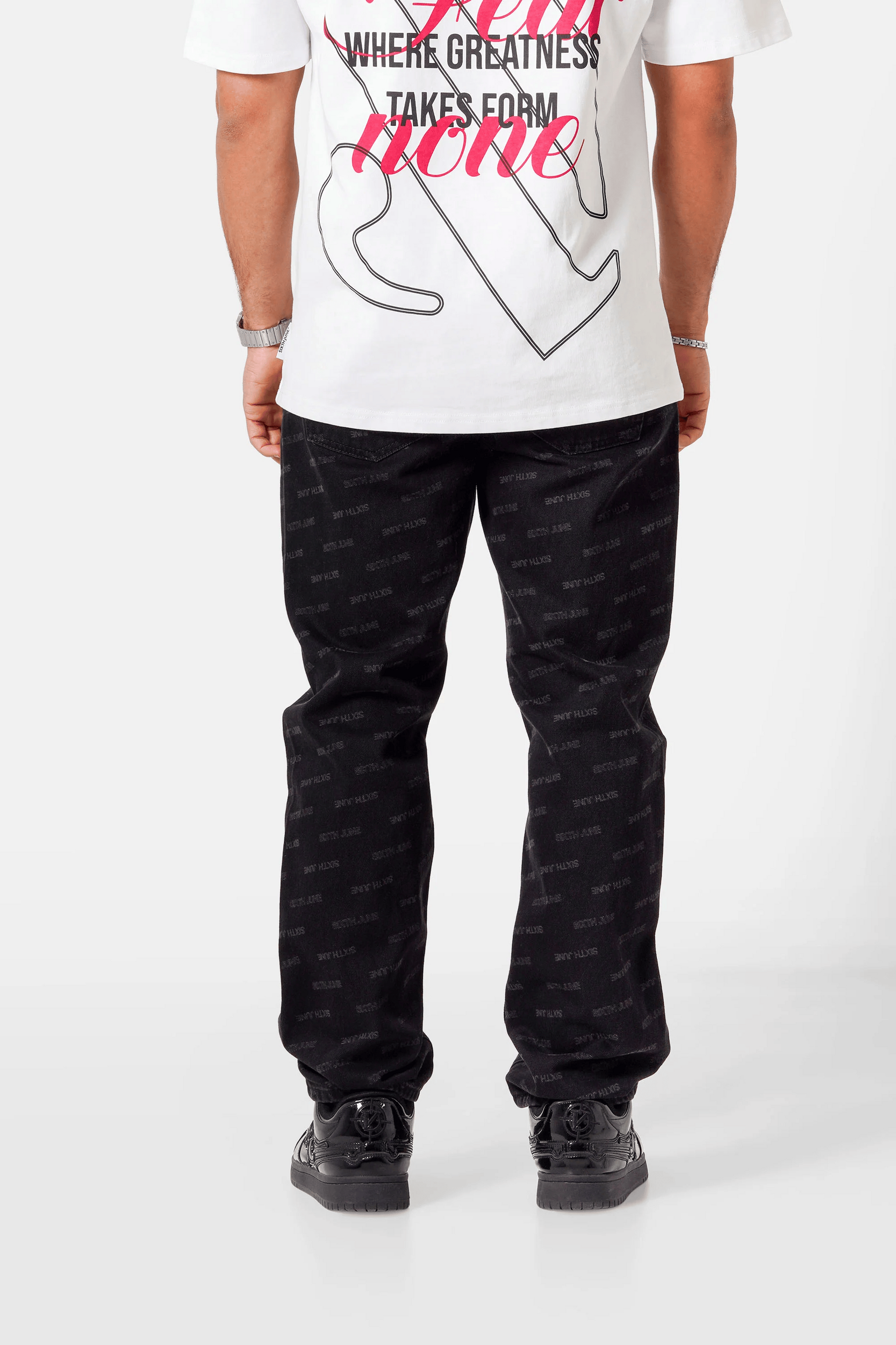 Jeans noir Sixth June monogram (5)