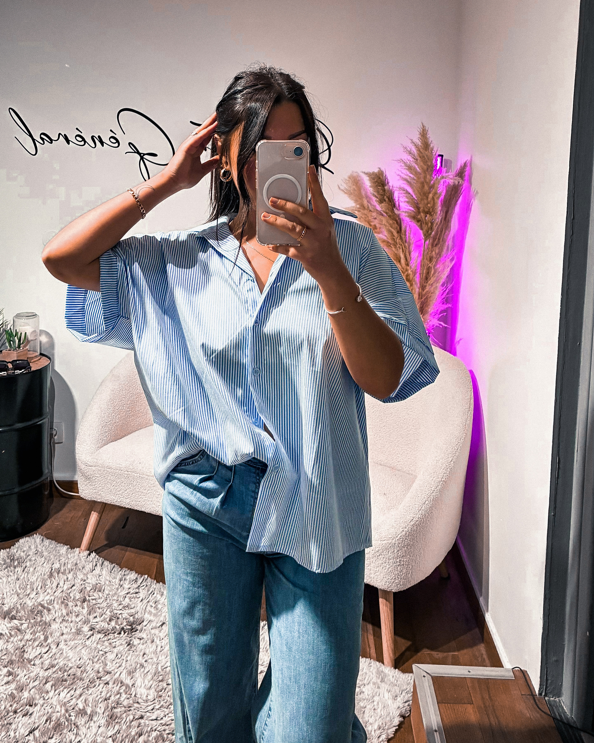 Chemise Oversize Bleu Cœur Dos Nu (1)
