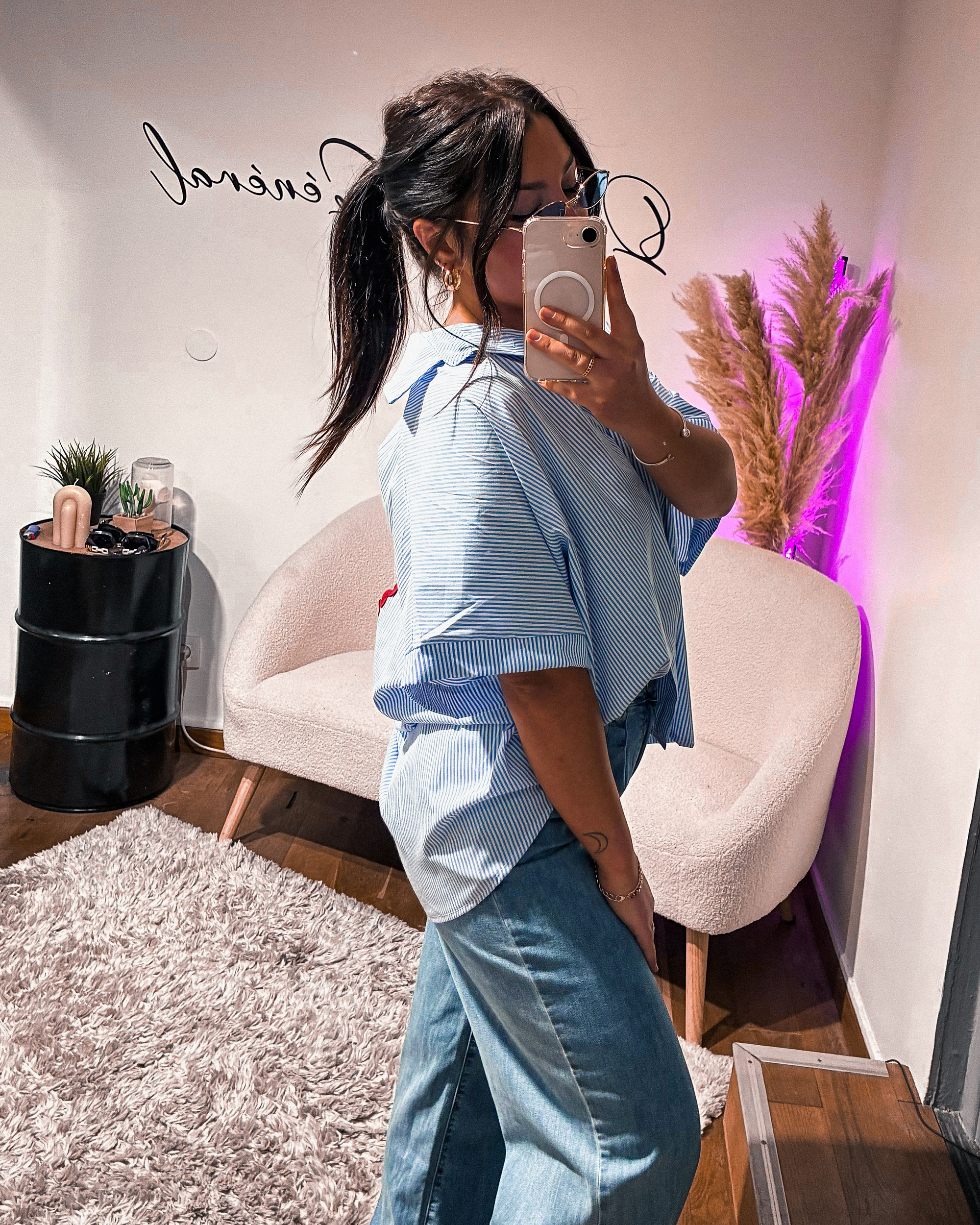Chemise Oversize Bleu Cœur Dos Nu (2)