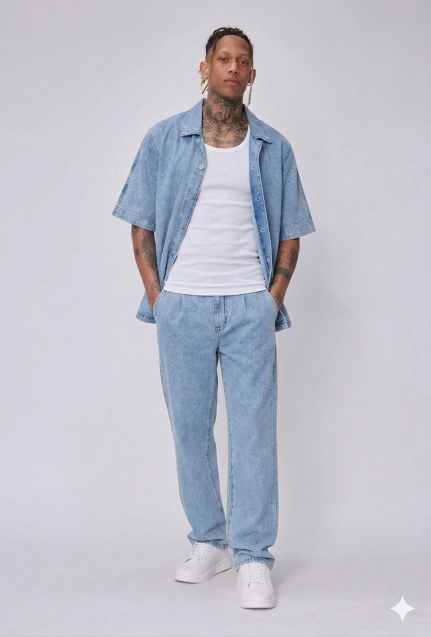 Ensemble Denim Oversize Bleu (2)