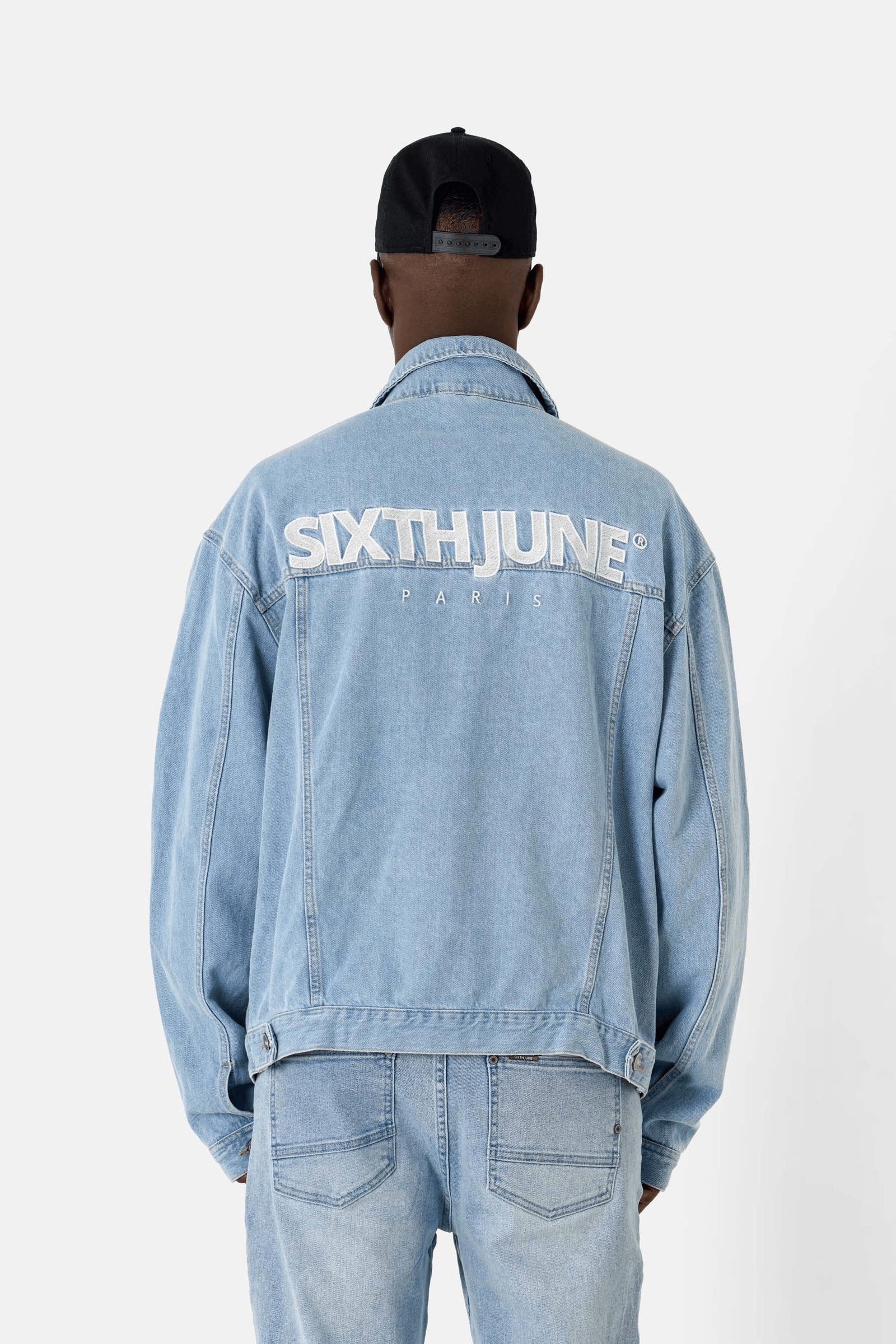 Veste Jeans Bleu Oversize SIXTH JUNE Logo Brodé Homme (3)