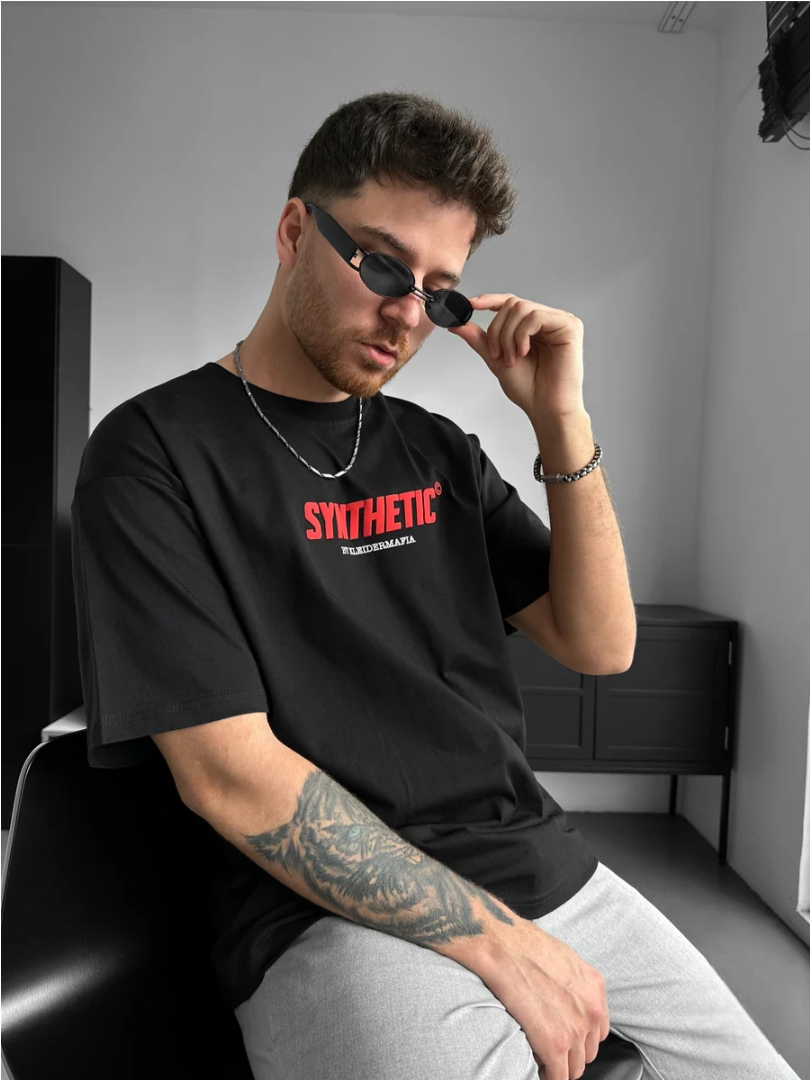 Tee-shirt Oversize Noir Homme Imprimé Angel Streetwear  (2)