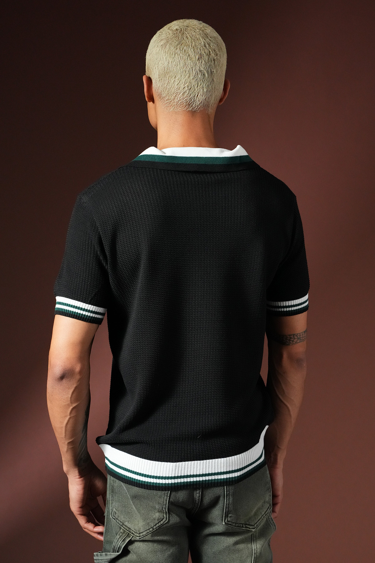 Polo Maille Texturée Noir Homme Riviera Chic (1)
