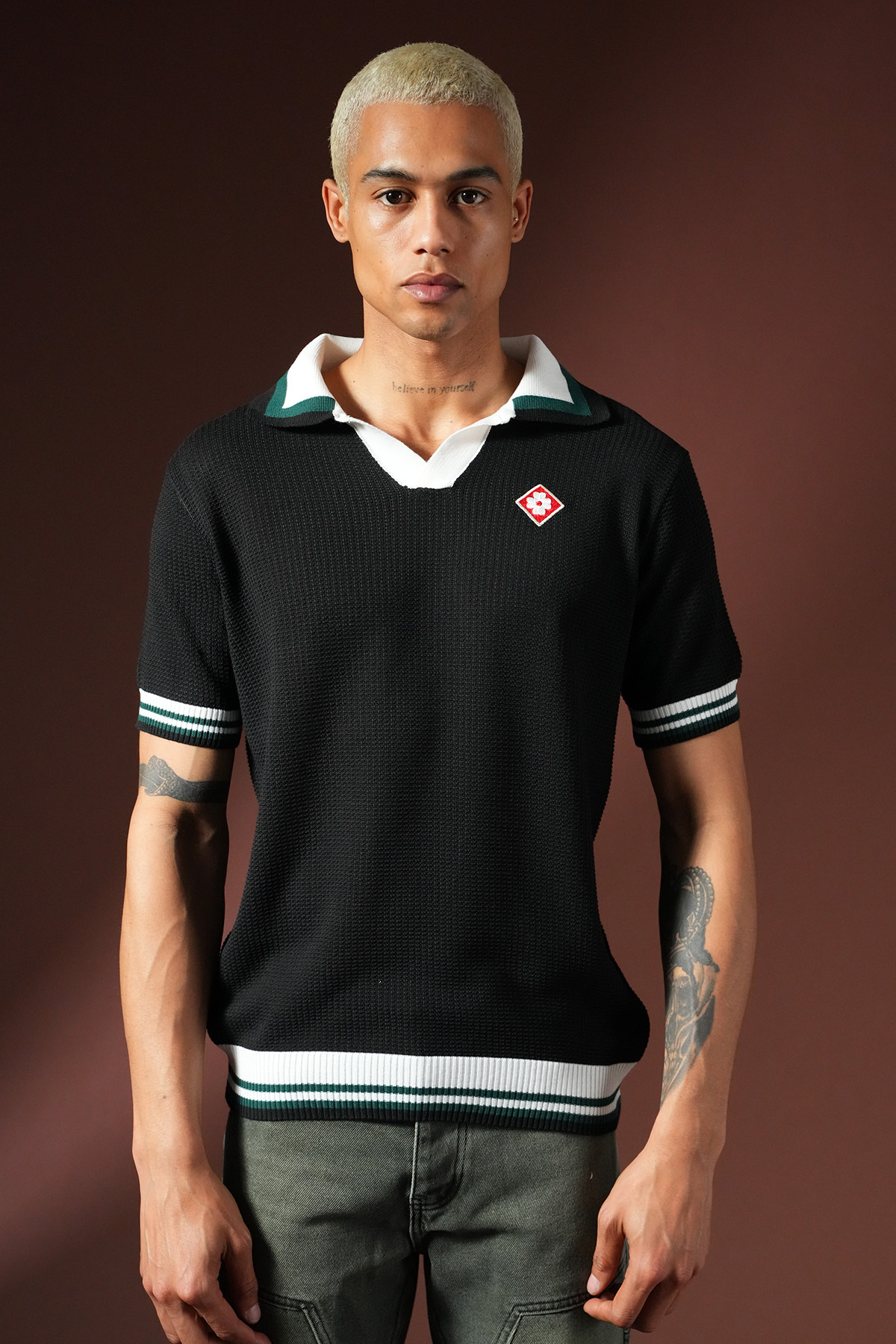 Polo Maille Texturée Noir Homme Riviera Chic (2)