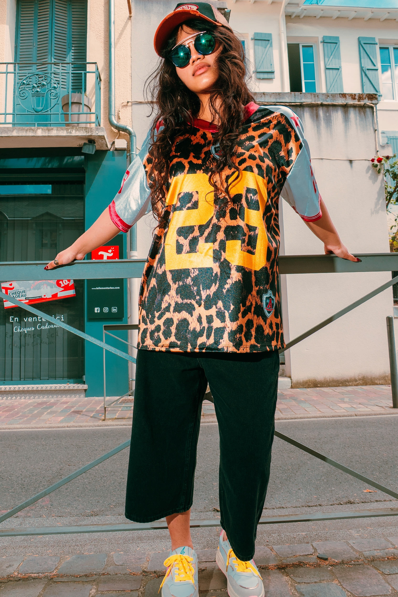 Tee-shirt Leopard 23 Jaune Oversize Femme (4)