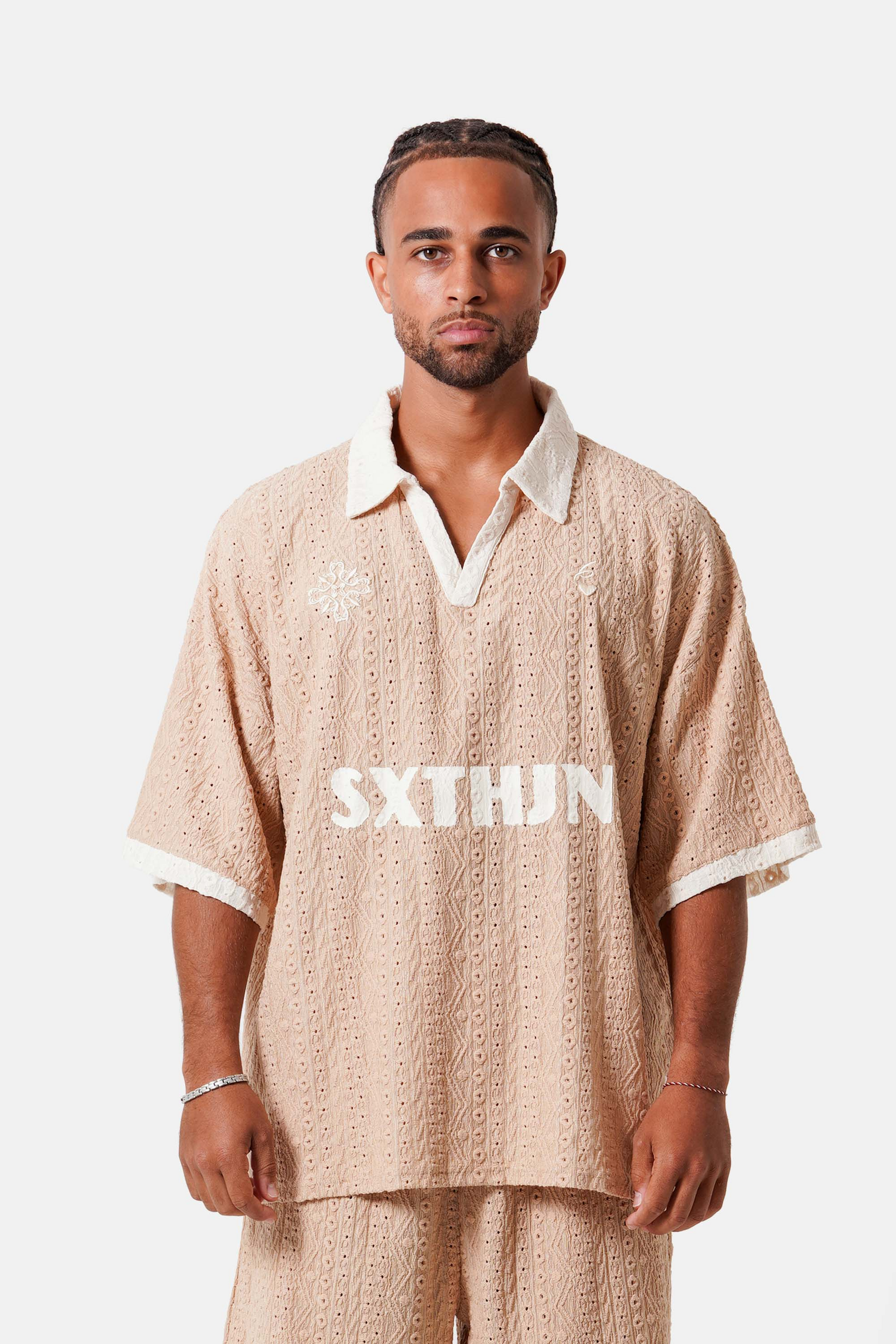 Sixth June Persian Logo Tee Shirt Textured Beige (3)
