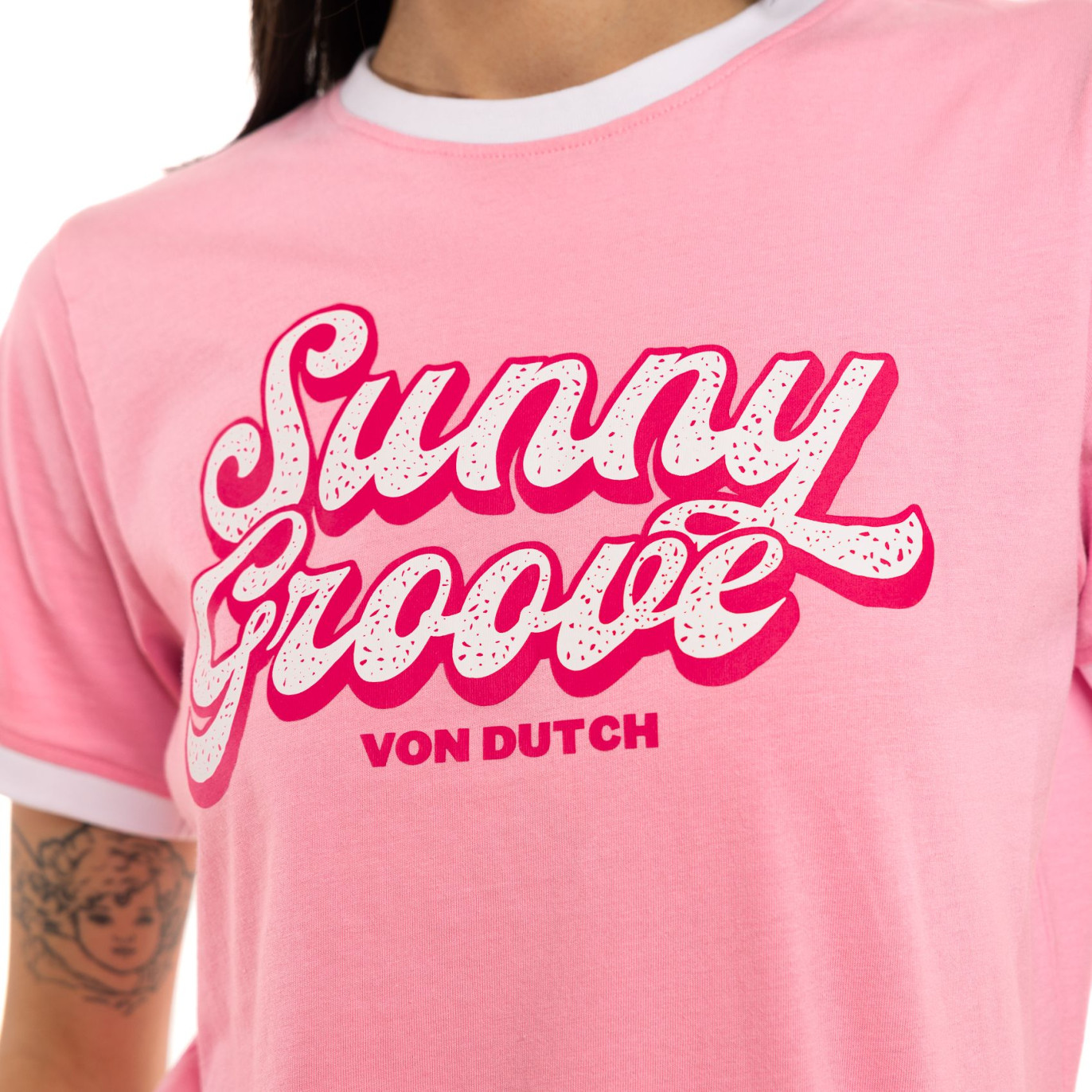 Von Dutch Groovy Tee Shirt Femme Rose (3)