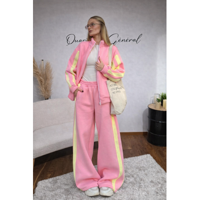 Ensemble Rose jogging femme à bandes