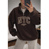 Sweat Zippé NYC Confort Urbain Marron