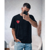 Tee-shirt Noir cœur brodé homme (2)