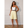 Bermuda Tailleur Femme Ceinturé Jaune Poudré