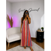 Robe Rose Longue Maille Zigzag