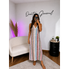 Robe Rose Longue Maille Zigzag