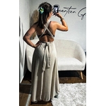 Robe Longue Dos Nu Beige  JADE – Taille Unique – Fabriquée en Italie (1)
