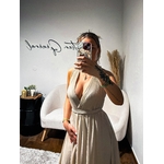 Robe Longue Dos Nu Beige  JADE – Taille Unique – Fabriquée en Italie (2)
