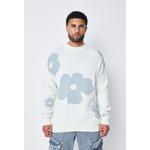 Pull Fleurs Blanc Oversize – Confort & Style (1)