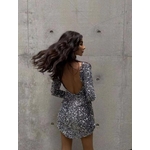 Robe dos nu velours à sequins Silver Glow (2)