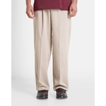 Pantalon Beige large fluide taille élastiquée (2)