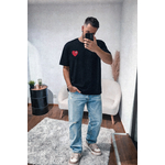 Tee-shirt Noir cœur brodé homme (1)